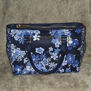 Michael Kors Navy and Blue Floral Satchel